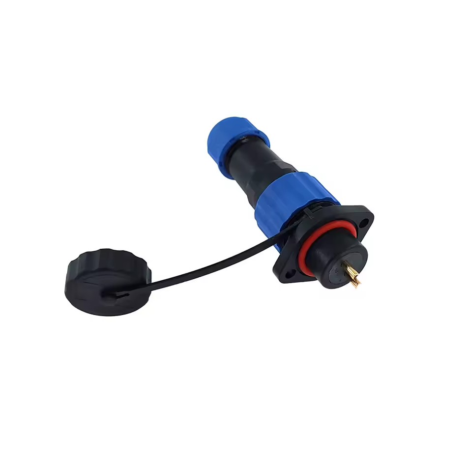 Male + chassis square base - 24V - waterdichte connector - 2 aderig - IP68 Male + chassis square base - 24V - waterdichte connector - 2 aderig - IP68